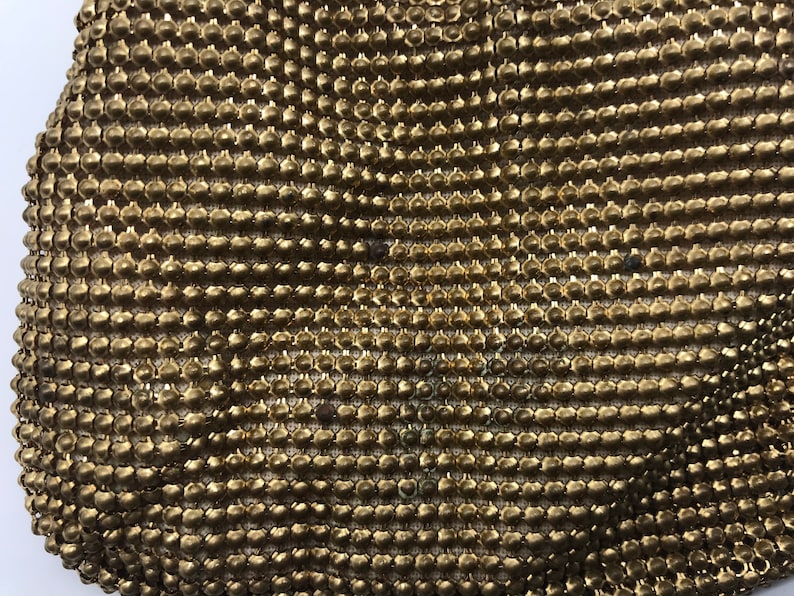 Whiting and Davis Mesh Bags gold tone metal purse pouch chain strap vintage kiss lock flapper Art Deco Hollywood Regency