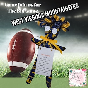 West Virginia Football Dammit Doll, Home Decor, Great gift for Dad, Mom, College Student