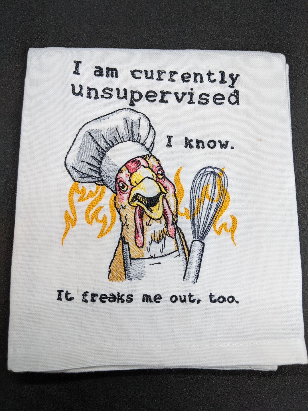Cute Chicken Tea Towel, Kitchen Decor, Currently Unsupervised - Etsy