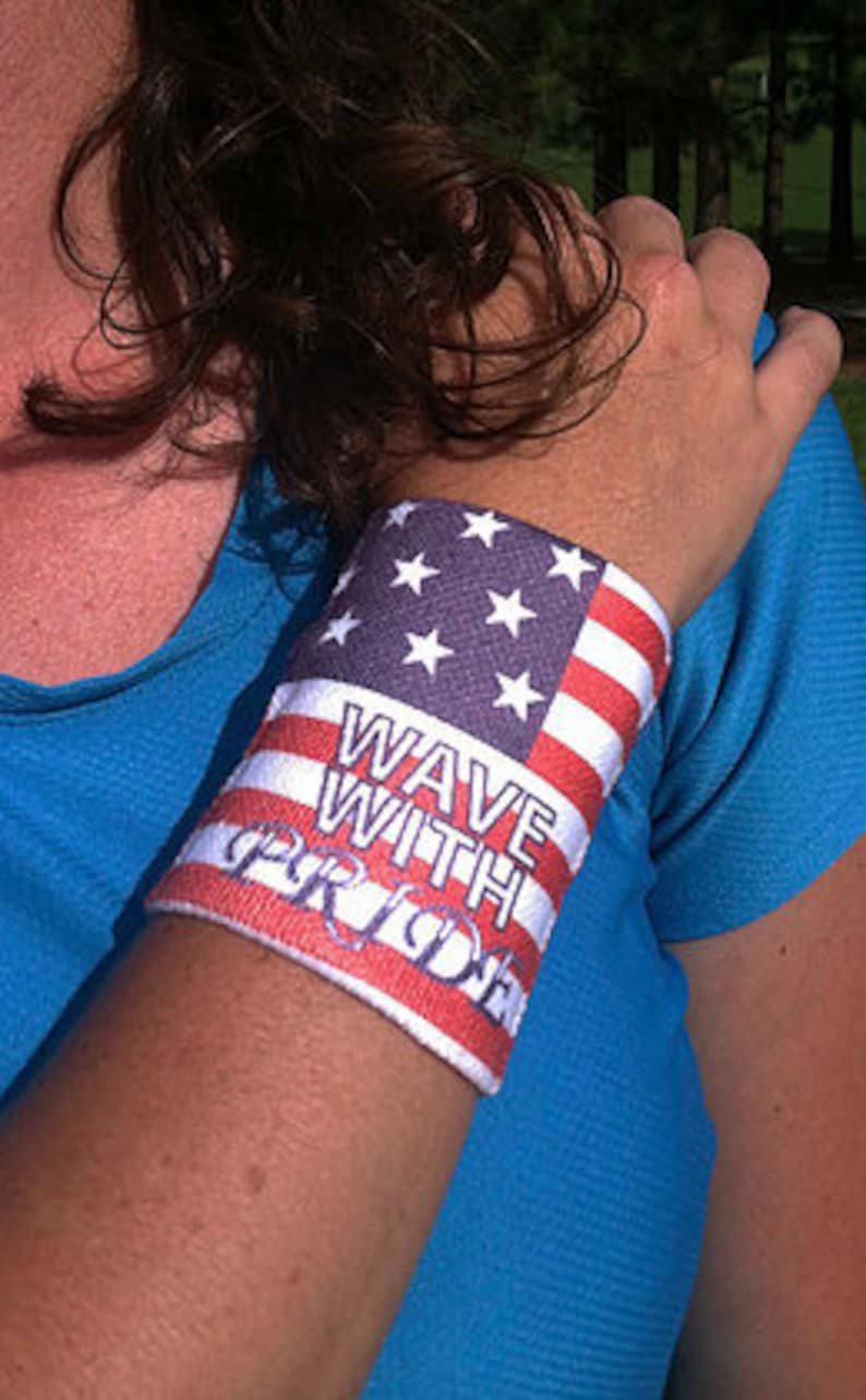 Wave with Pride US Flag soft sweatband set