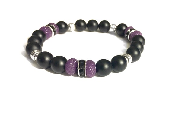 Black Onyx Bracelet • Gemstone Beaded Bracelets • Aquarius Jewelry • Tibetan Silver