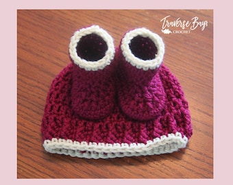 Newborn Baby Hat Bootie Pattern Set Easy PDF Instant Download Gift Present Baby Shower