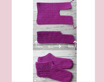 Crochet easy peasy adult slippers sizes 6-12 slipper socks instant download PDF present gift craft shows