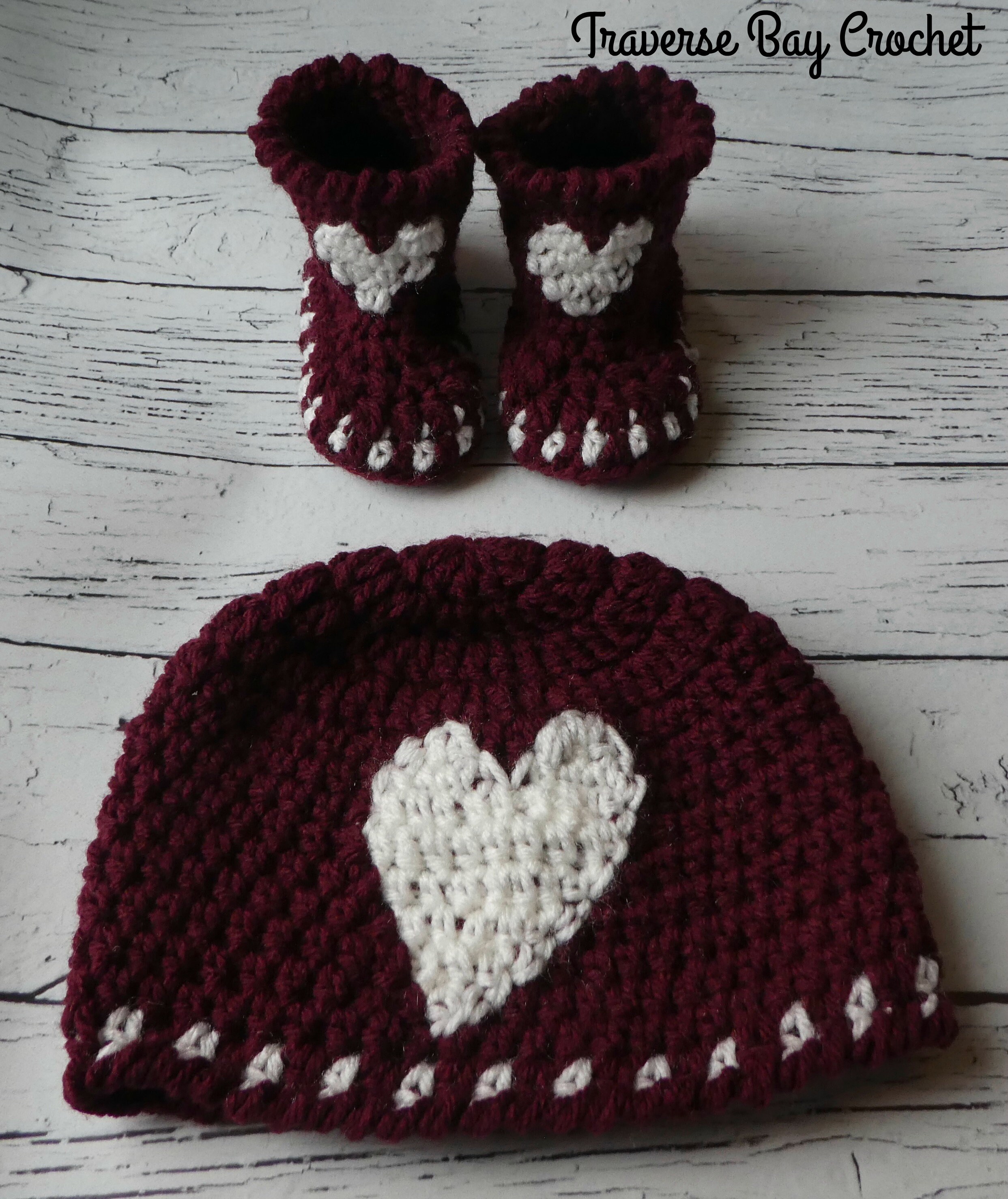 Newborn Baby Heart Hat Bootie Pattern Set Quick Simple Easy Etsy