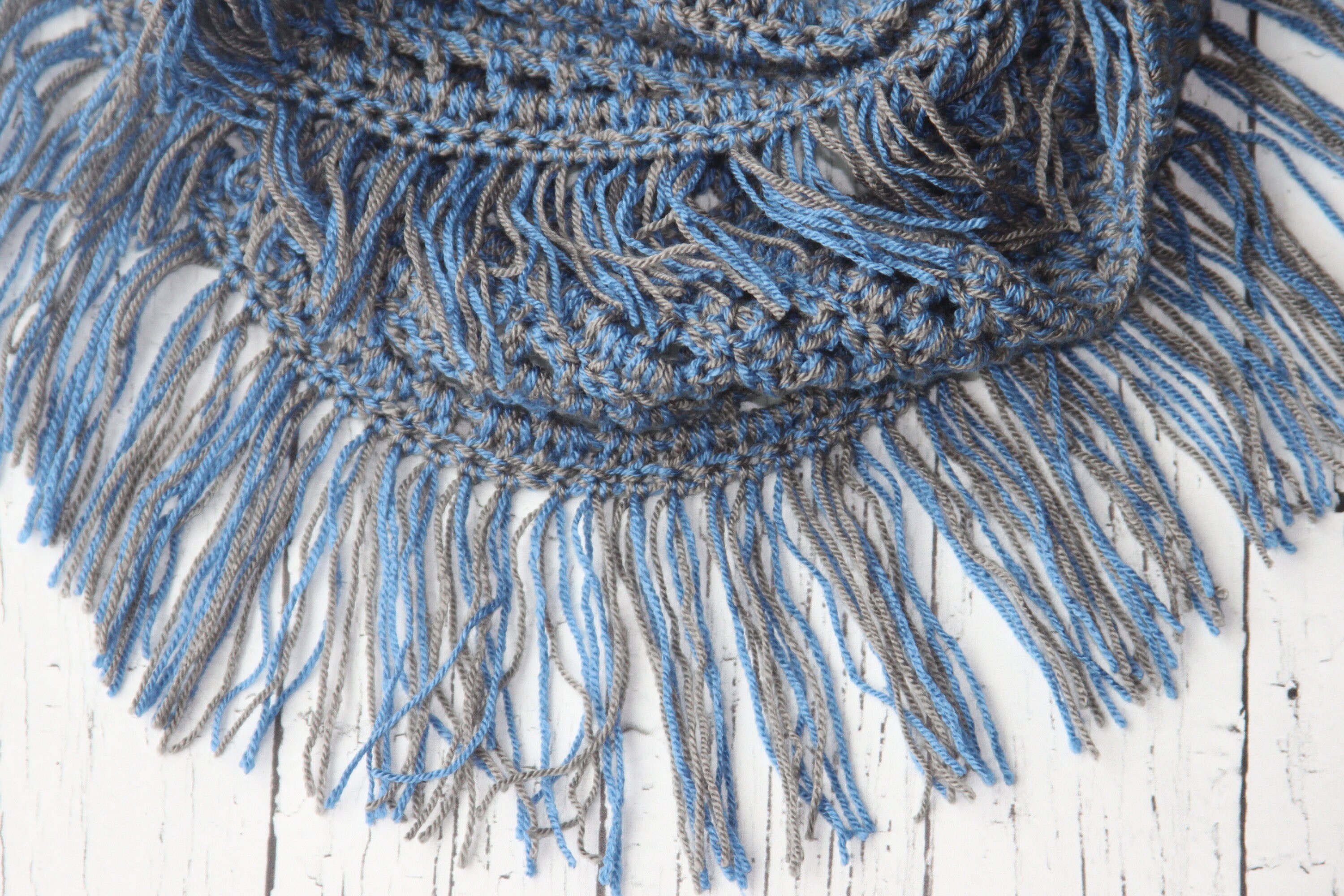 Crochet Fringe Infinity Scarf Pattern PDF Instant Download Simple Easy ...