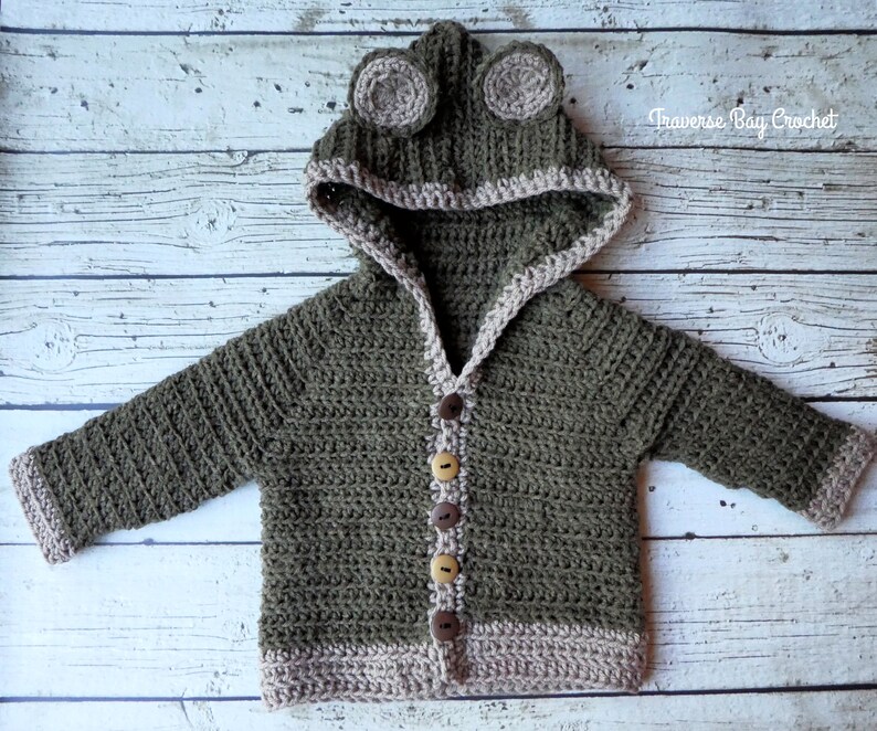 Bear Baby Crochet Cardigan Sweater Pattern 0-3m 3-6m 6-9m - Etsy