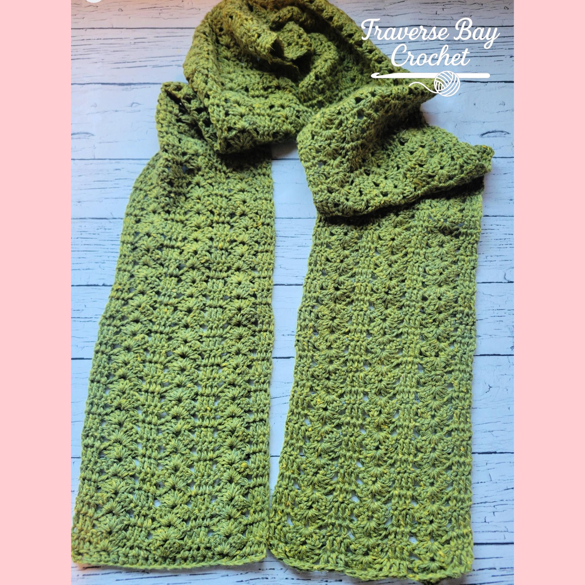 Michigan Scarf Pattern Crochet Shell Lace Scarf Pattern MI Designer - Etsy
