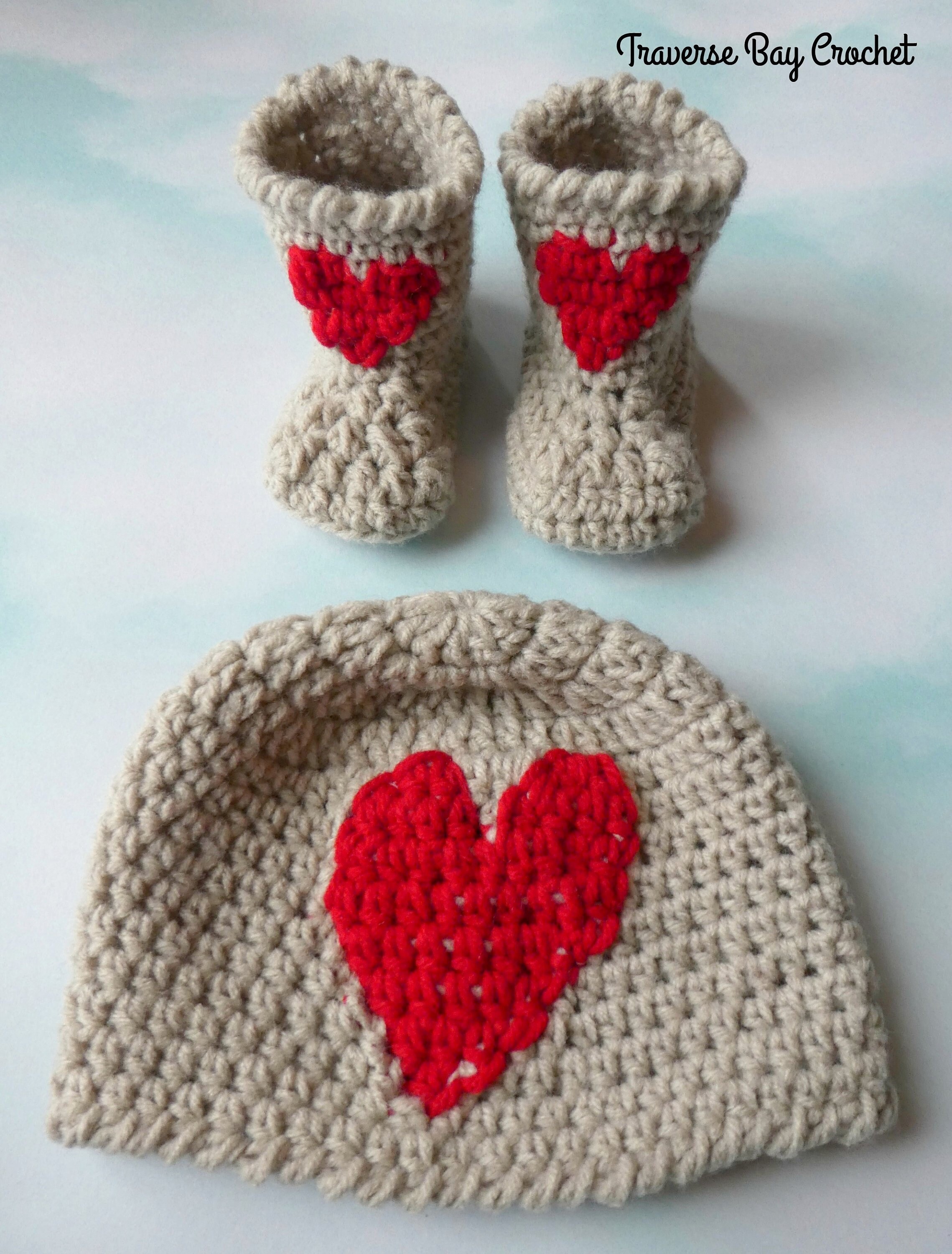 Newborn Baby Heart Hat Bootie Pattern Set Quick Simple Easy Etsy