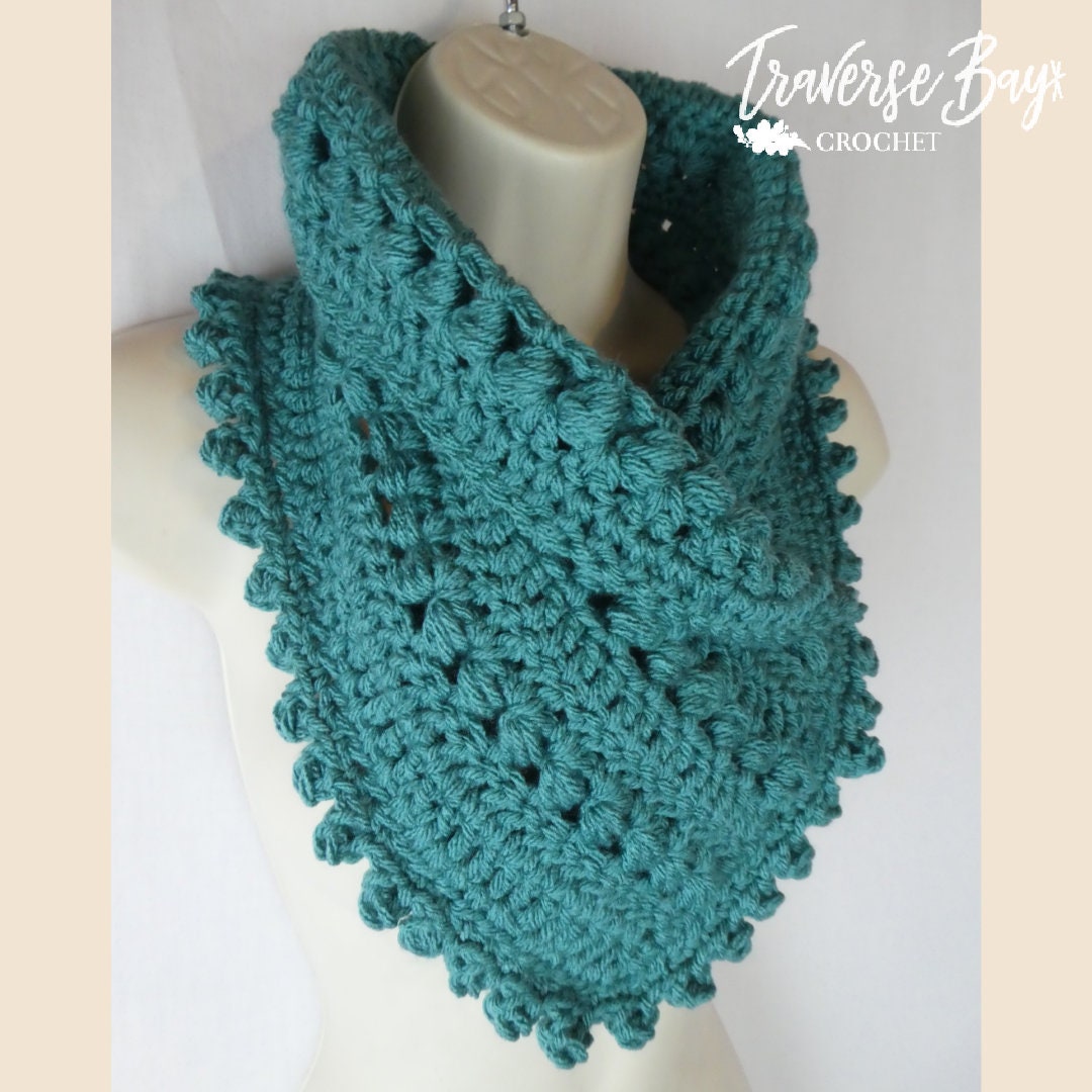 DIY Crochet Pattern: Beaded Pom Pom Neck Warmer – Digital Download (PDF)