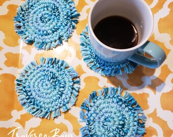 Crochet boho fringe coasters PDF Instant download pattern