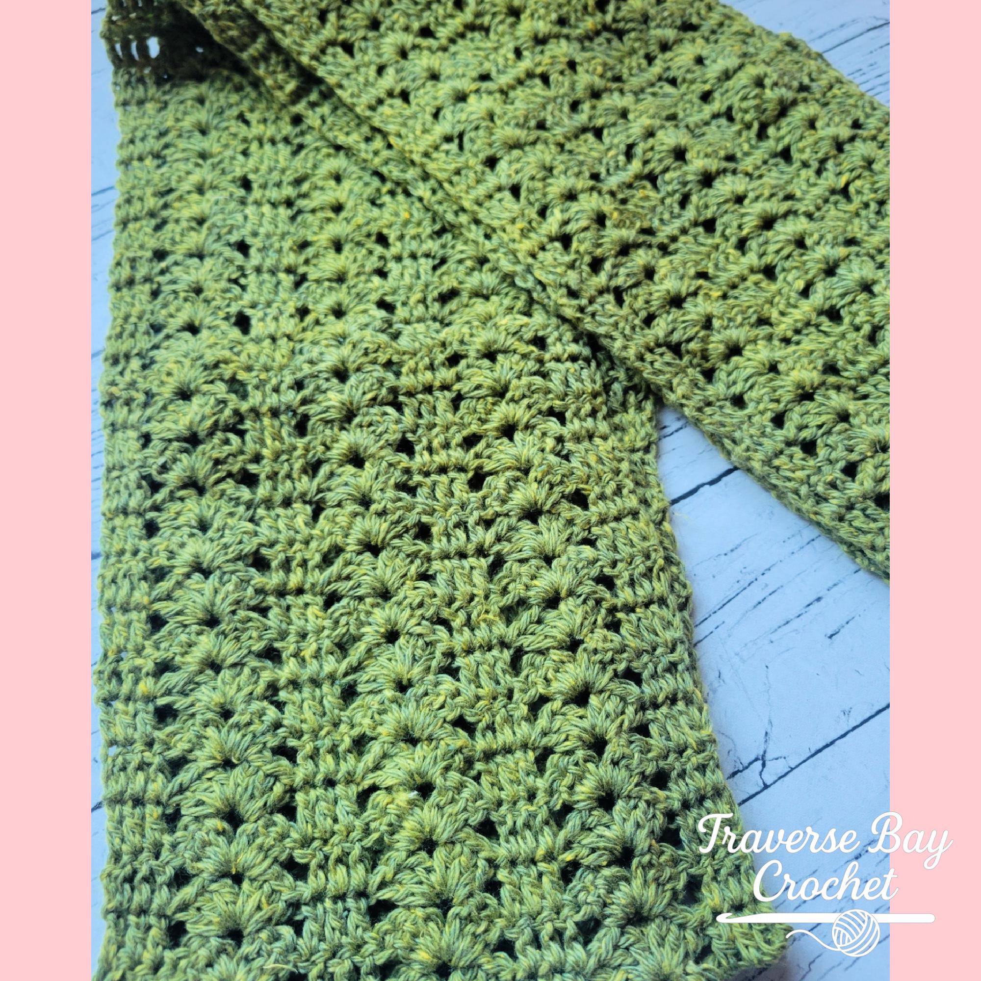 Michigan Scarf Pattern Crochet Shell Lace Scarf Pattern MI Designer - Etsy