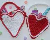 Crochet Valentine heart treat bags PDF Instant Download gift present