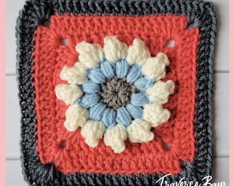 Crochet Flower Granny Square Pattern MI designer PDF Download