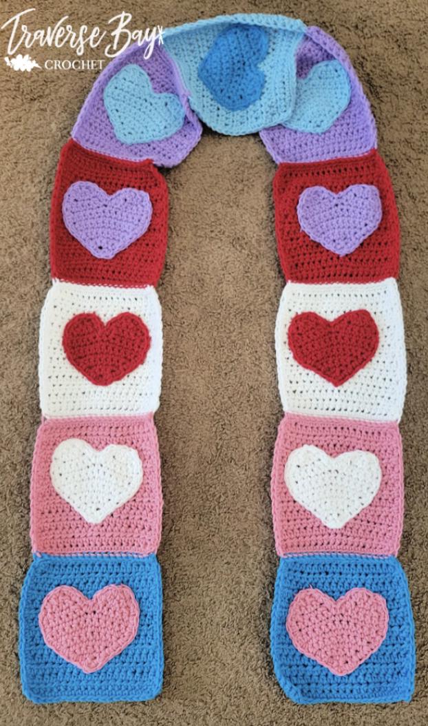 Michigan Scarf Pattern Crochet Heart Scarf Pattern MI Designer Valentine's - Etsy