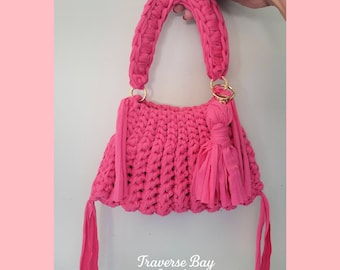 Crochet T Shirt Yarn Bag Purse Pattern MI designer PDF Download