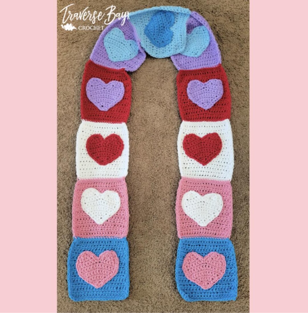 Michigan Scarf Pattern Crochet Heart Scarf Pattern MI Designer Valentine's - Etsy