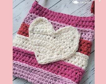 Crochet Heart Purse Bag Pattern MI designer PDF Download Valentine's