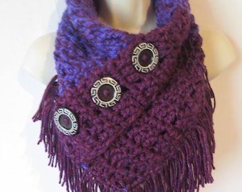 Crochet Fringe Triangle Cowl Scarf Pattern: Easy PDF (Digital Download)