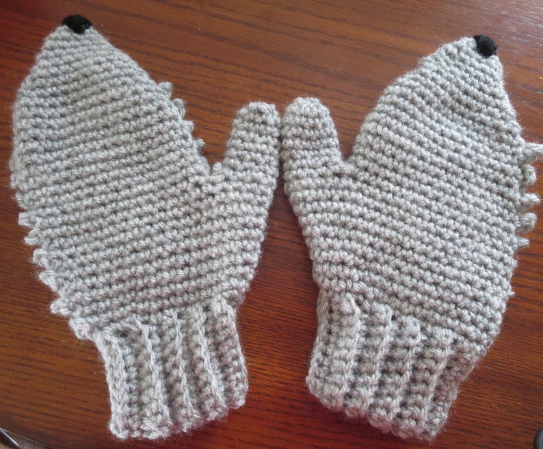 Crochet Adult Hedgehog Animal Mitten Pattern PDF Instant Etsy
