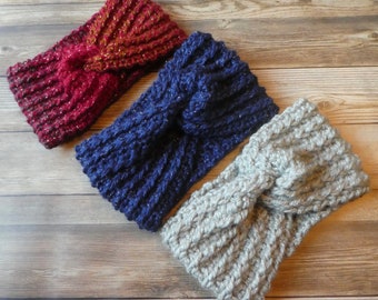 Crochet Twist Headband, Handmade Knit Ear Warmer