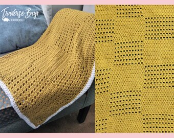 Filet Squares Decke Häkelmuster PDF sofort download Geschenk Baby-Dusche