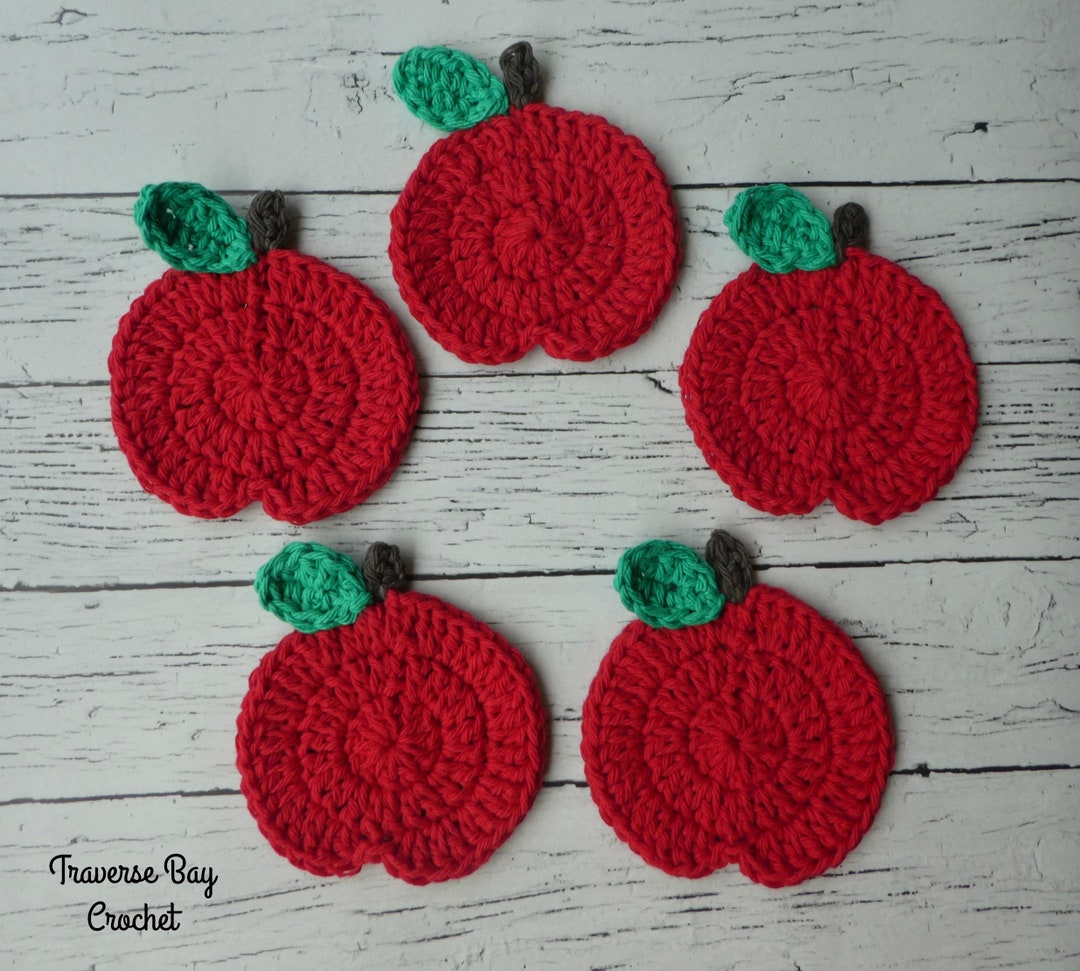 Crochet Apple Coasters Pattern PDF Instant Download Fall Decor Etsy