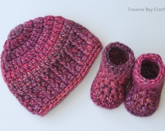 Crochet Baby Hat Bootie Pattern Set (PDF Download)