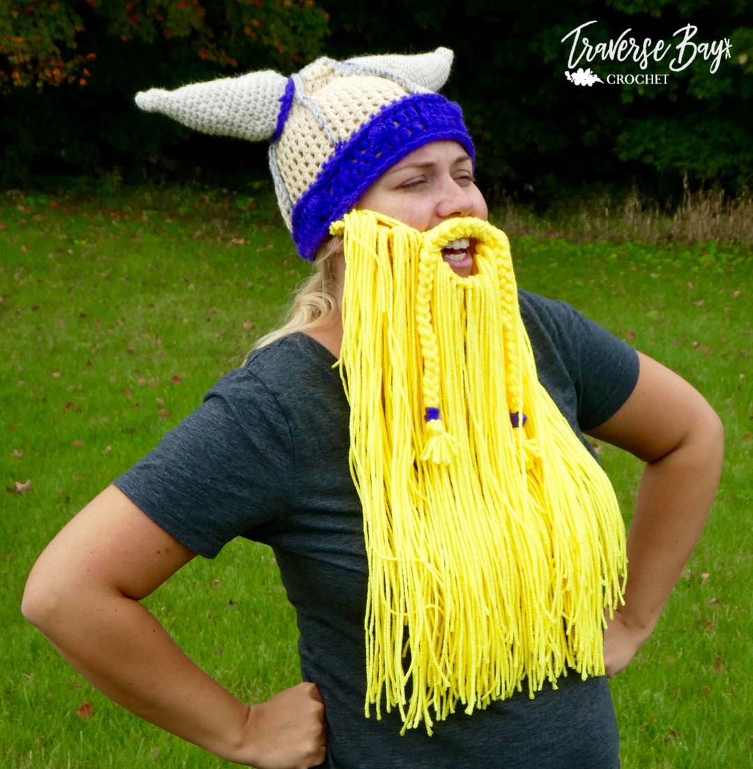 Crochet Viking Hat Helmet Horns Beard Pattern PDF Instant Download ...