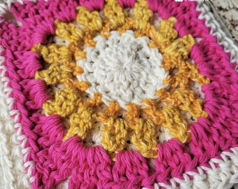 Crochet Sun Potholder PDF Pattern Instant Download kitchen gift present