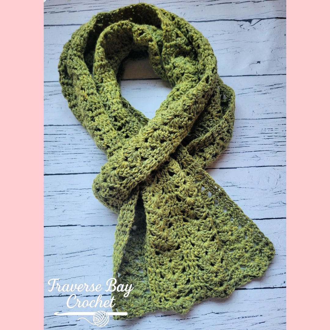 Michigan Scarf Pattern Crochet Shell Lace Scarf Pattern MI Designer - Etsy