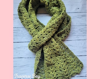 Crochet Shell Lace Scarf Pattern MI designer