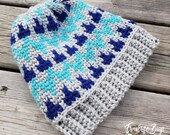Crochet beanie pattern TC Waves PDF instant download MI designer