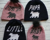 Crochet Mama Bear Papa Bear Baby Bear Little Bear hat beanie pattern Family bear hats PDF Instant Download gift present