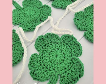 Patrón de guirnalda de trébol de crochet en PDF, descarga instantánea. Diseñador de MI.