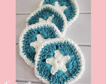 Crochet Sand Dollar Coasters Pattern PDF instant download MI designer