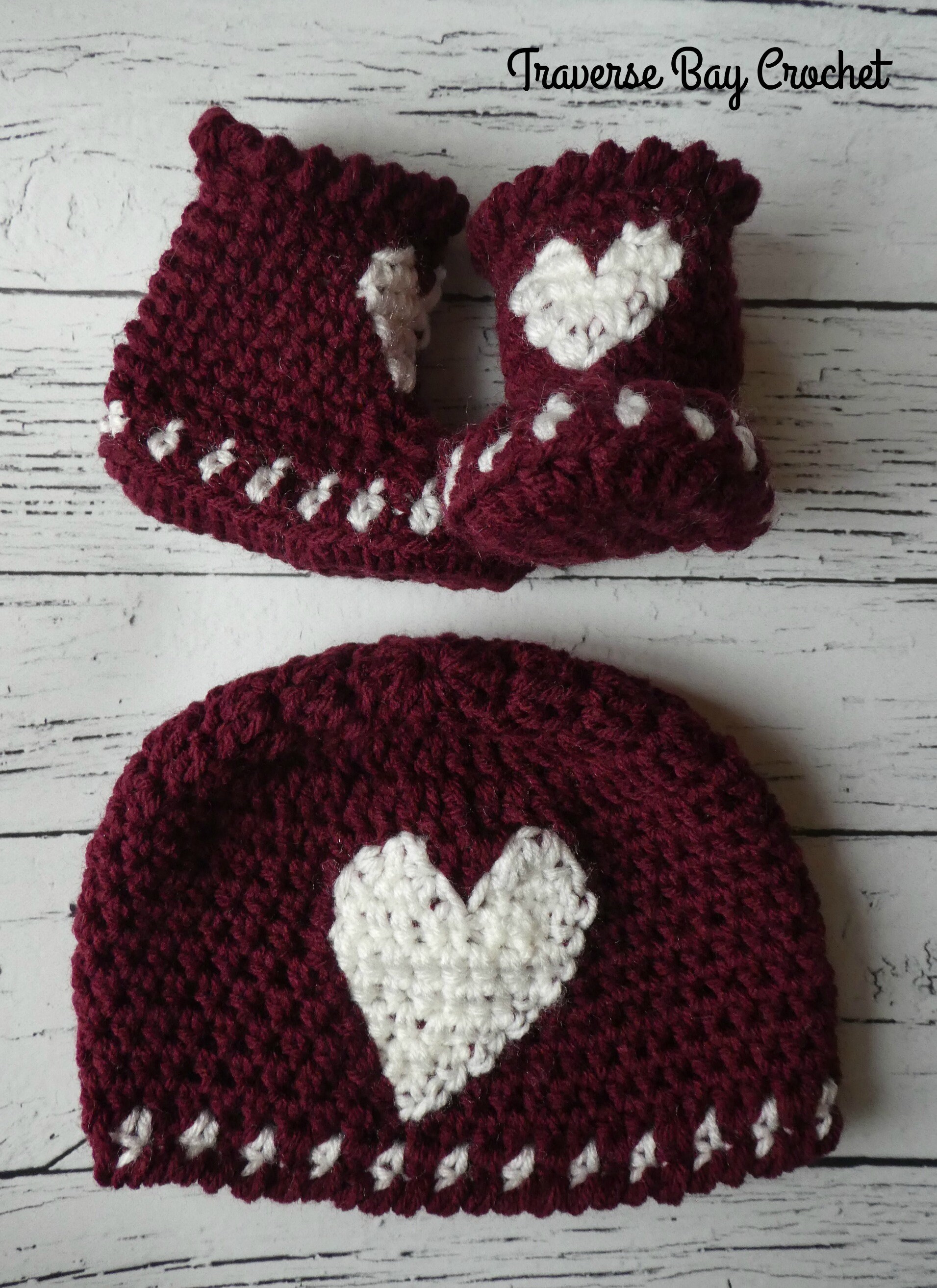 Newborn Baby Heart Hat Bootie Pattern Set Quick Simple Easy Etsy