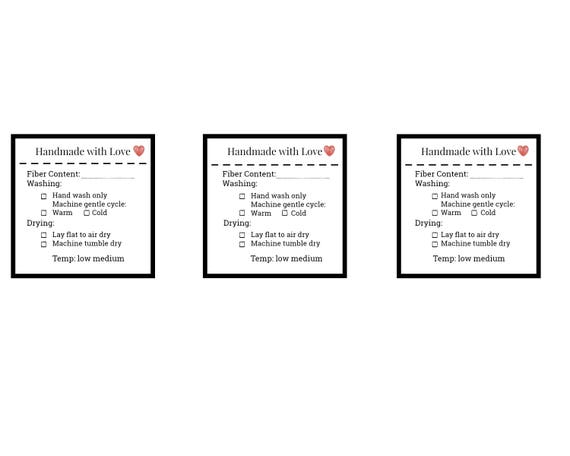 printable care instruction gift tag labels craft crochet etsy