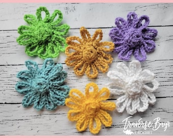 Patrón de aplique de flores de ganchillo MI diseñador