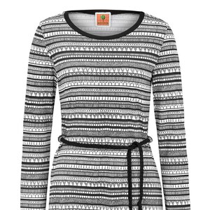 BIO Dress Long Sleeve Black/White Patterned Braided Belt image 1