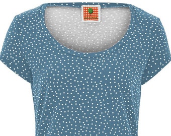 BIO dress - short sleeve - blue-grey - white dots