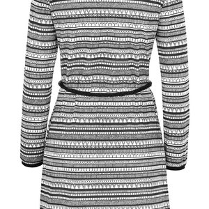 BIO Dress Long Sleeve Black/White Patterned Braided Belt image 2