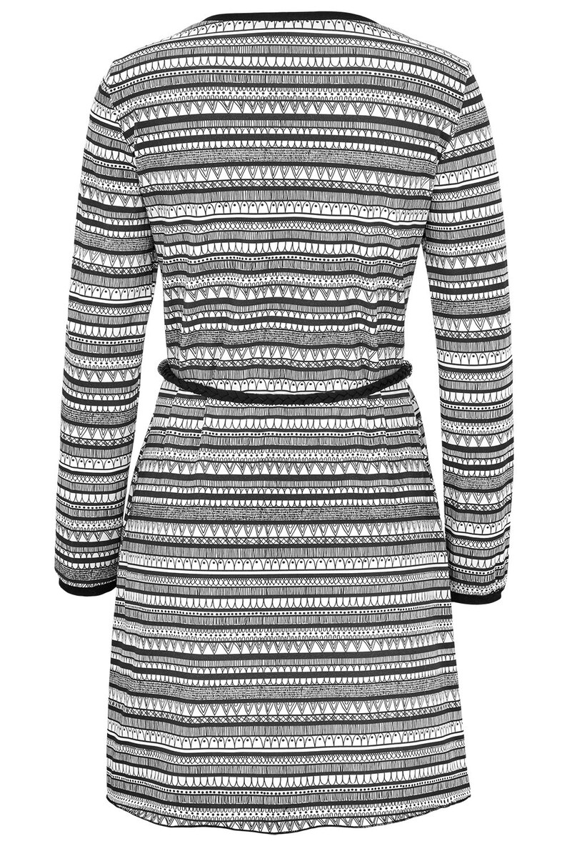 BIO Dress Long Sleeve Black/White Patterned Braided Belt image 2