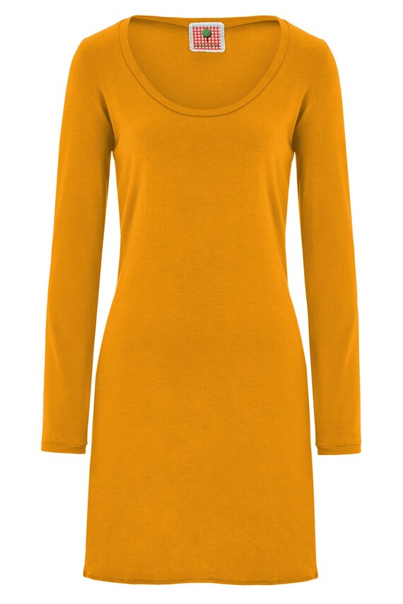 ORGANIC Dress Mustard - Etsy Long Israel Sleeve