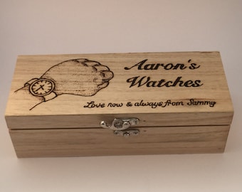 Personalised Wooden Watch box with Watch Cushions