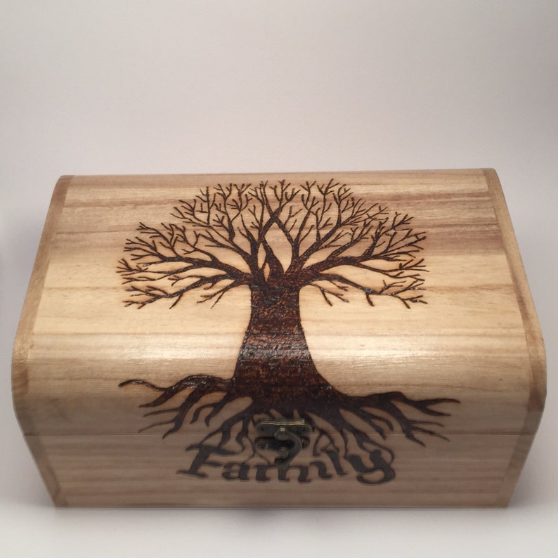 Personalised Wooden Family Tree Treasure Chest Etsy