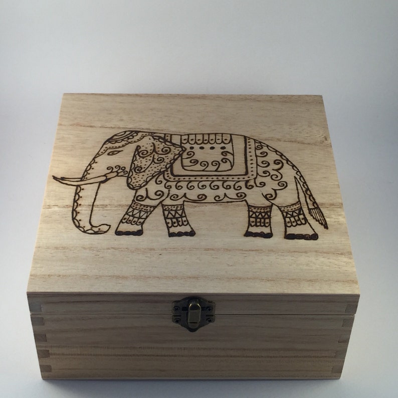 Personalised Wooden Ethnic Elephant Box Etsy