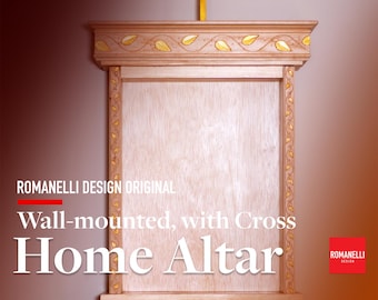 Handcrafted Wood Catholic Shrine: Gold Accent Home Altar