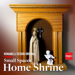 Handmade White Pine Catholic Shrine – 10×12″ Wall or Tabletop Home Altar, Arched Prayer Niche