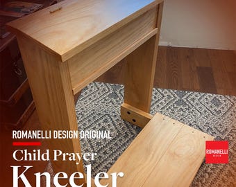 Handmade Solid Wood Child Prayer Kneeler Storage Kids Prayer Bench for First Communion Baptism and Family Prayer Lent Devotion Easter gift