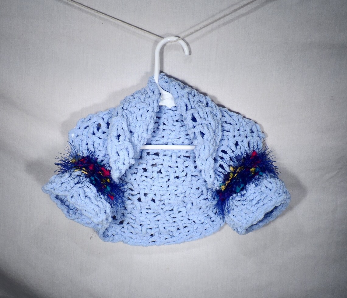 Blue Bell......Dog Shrug jacket sweater baby blue and lapis Etsy